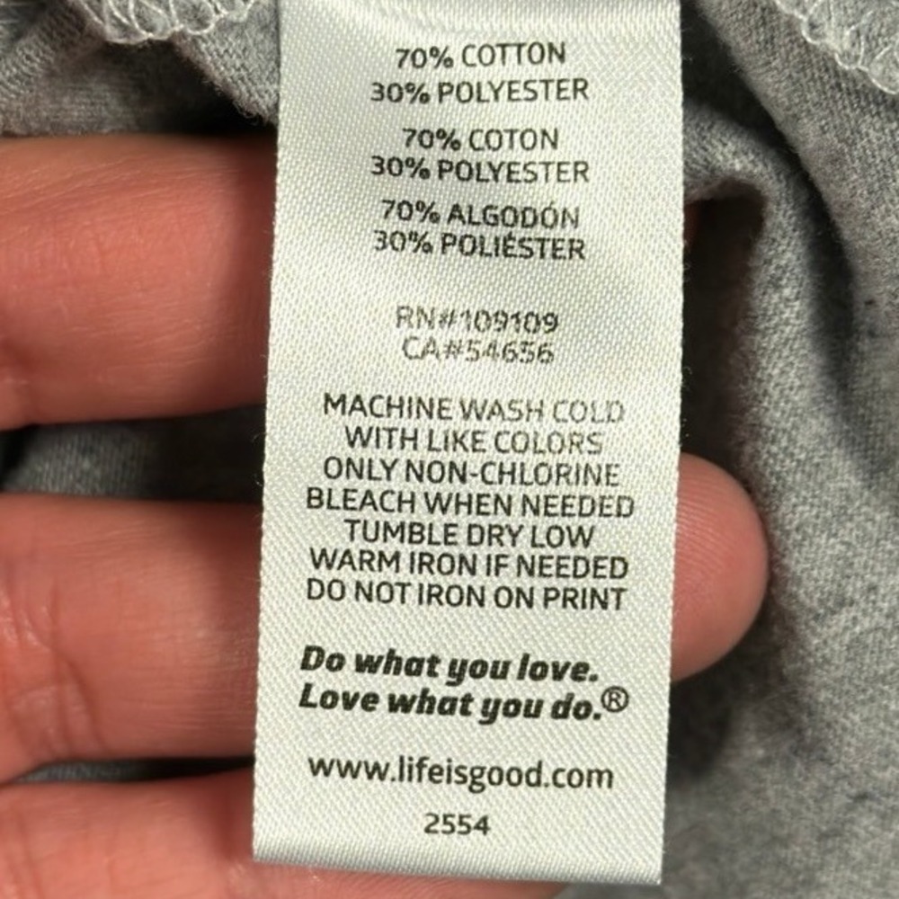 Life is Good Crusher Tee Womens Size‎ XL Gray Chocolate Quote Long Sleeve V-Neck - Picture 6 of 14